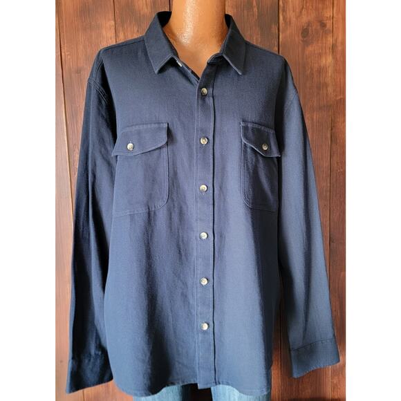UNTUCKit Men 3XL Navy Blue Heavy Cotton Linen Button-Up Shirt Shacket Reissler - Picture 6 of 13